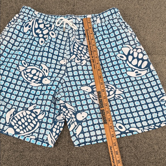 Peter Millar Swim Trunks Mens Medium Shorts Bottoms Blue Turtle Drawstring - Picture 5 of 10